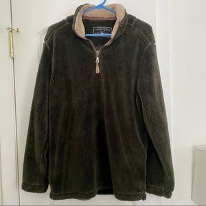 True Grit Pebble Pile Pullover 1/2 Zip in Vintage Olive Green